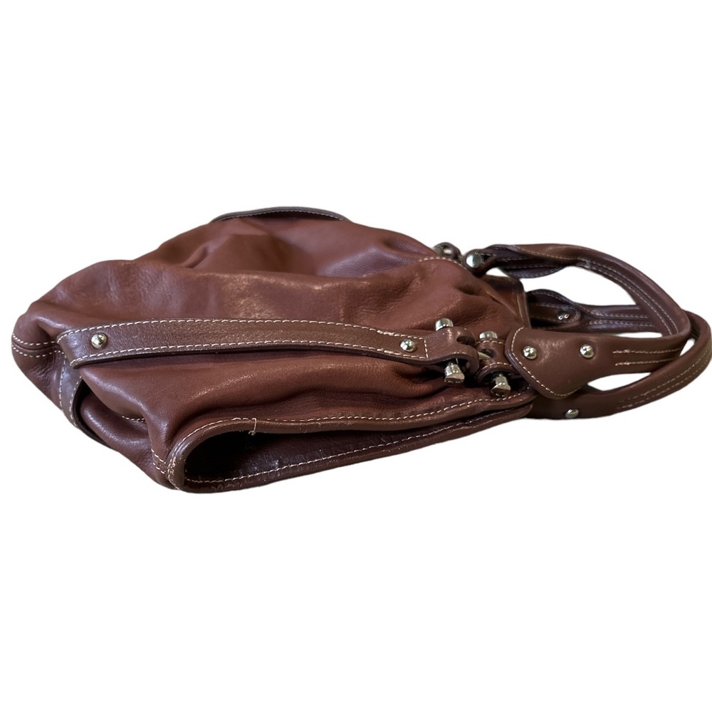Barr + Barr Brown Leather Handbag Satchel Purse - Picture 7 of 16